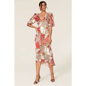 Ronny Kobo Teresa Dress Silk Blend Sheath Red Size S